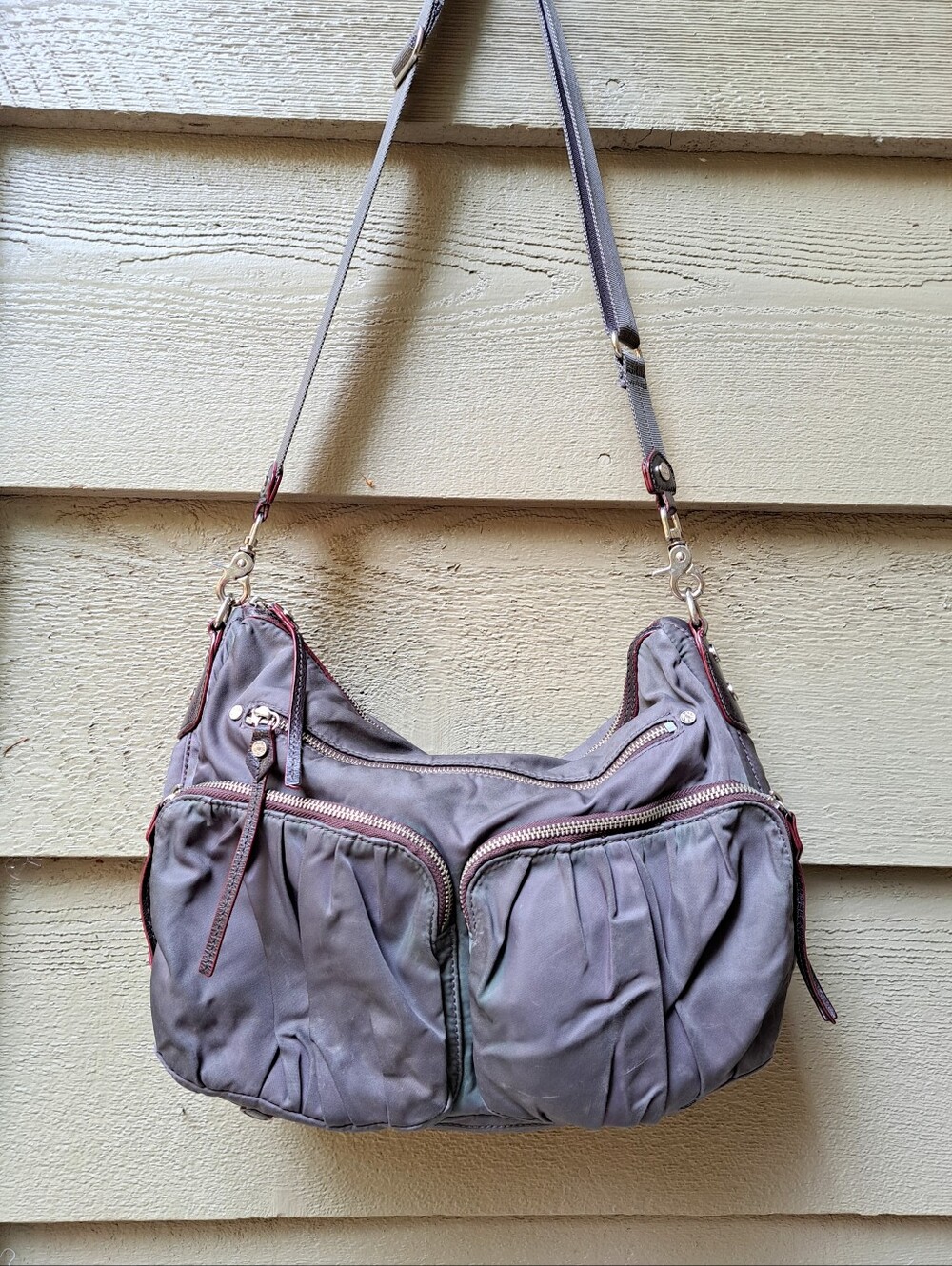 MZ Wallace PAIGE BEDFORD Dark Grey Crossbody Nylon Bag